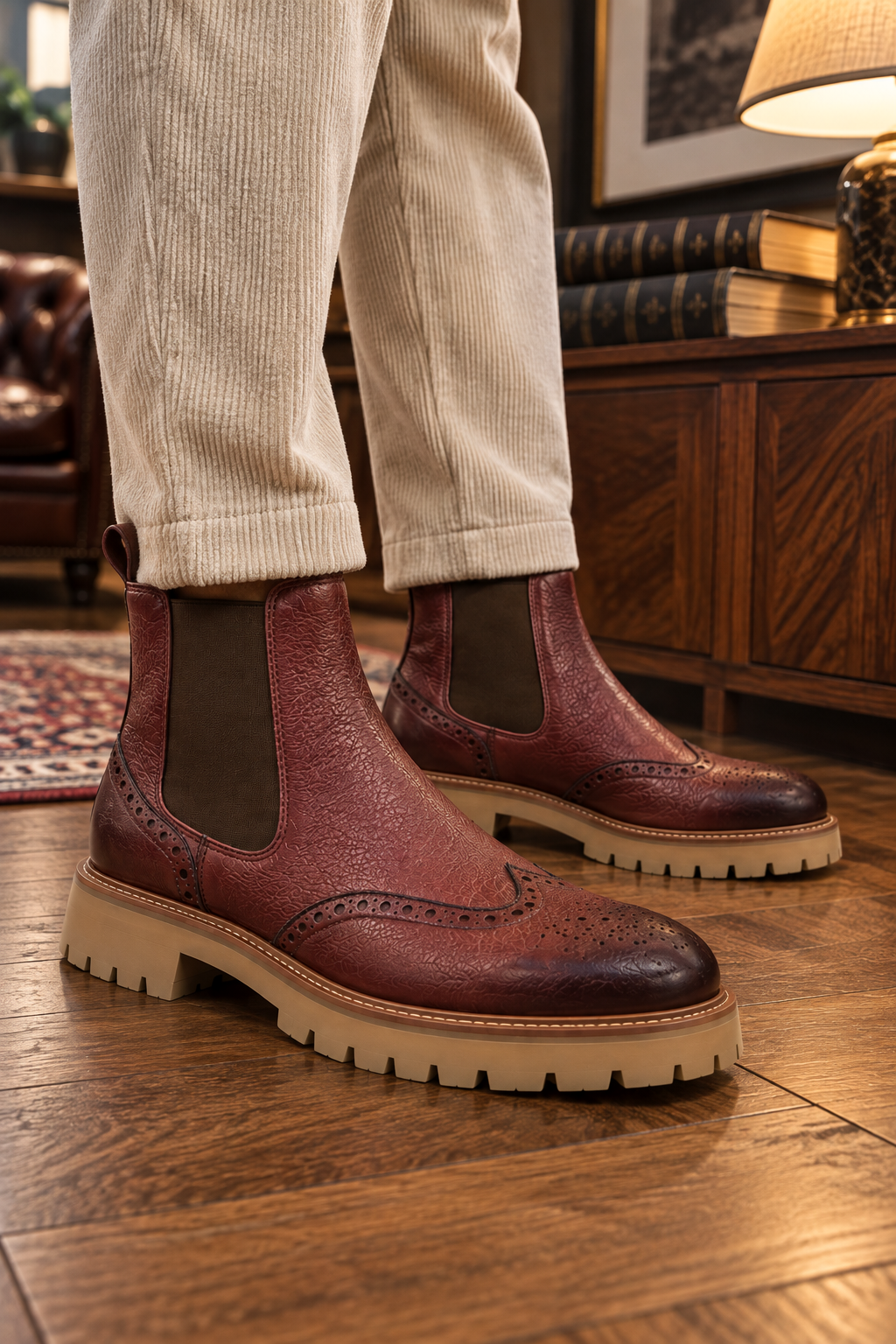 Chelsea boots martellato bordeaux